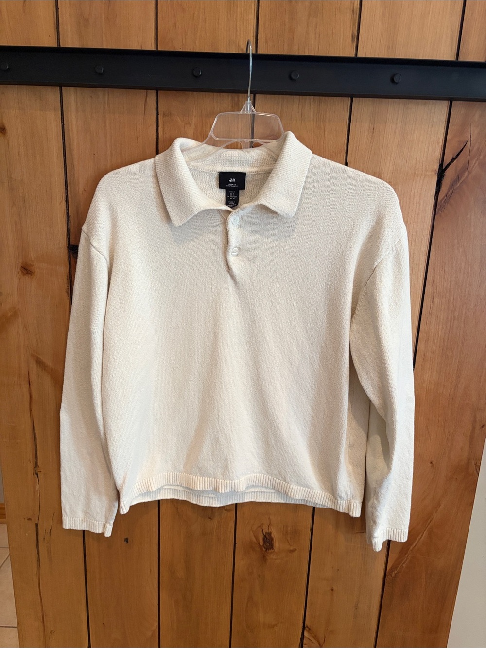H&M Cream V-Neck Polo Sweater